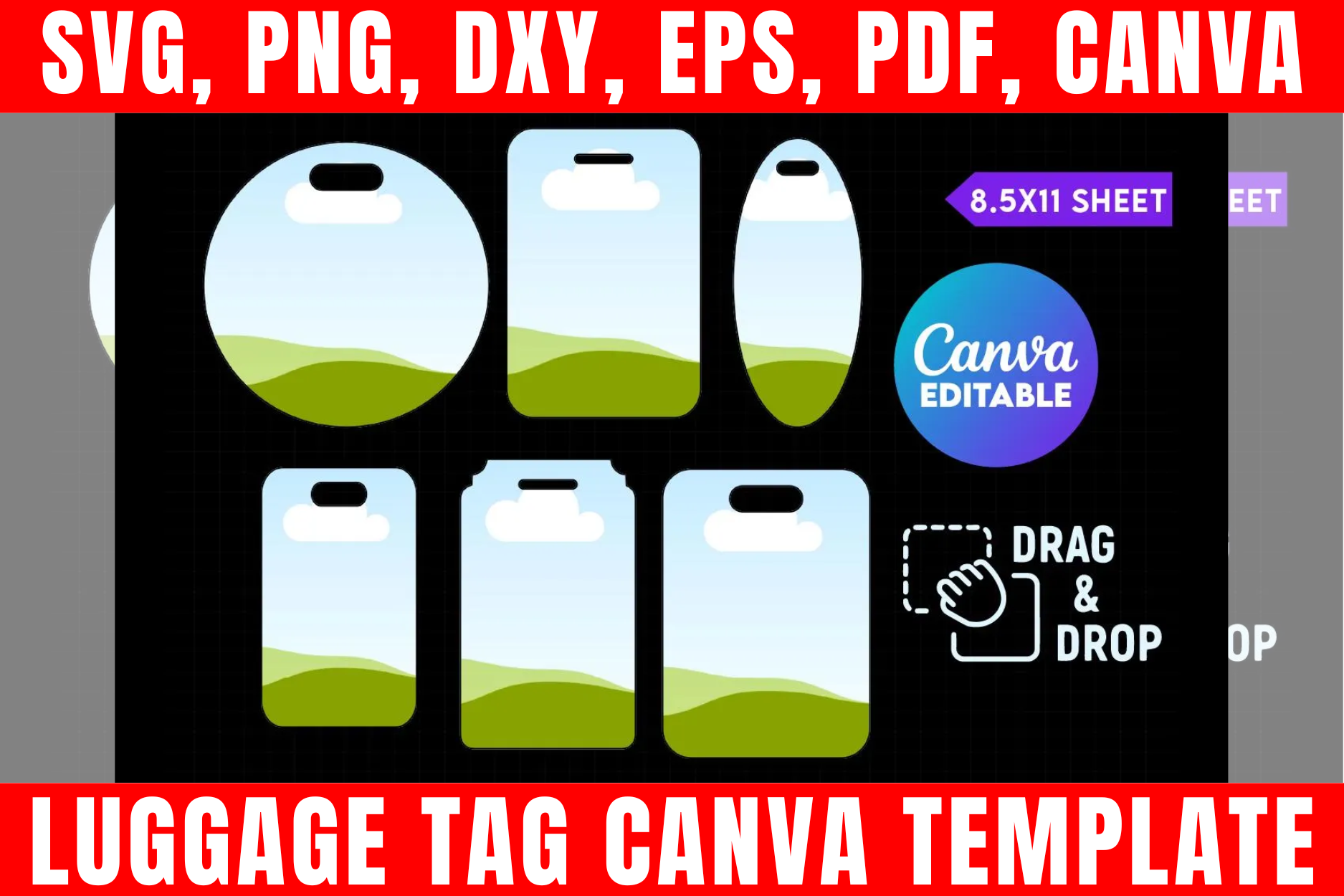 Luggage Tag Editable Canva Template