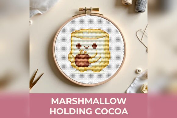 Marshmallow Holding a Cup of Hot Cocoa C