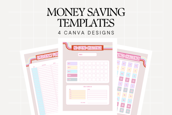 Editable Canva money saving tracker templates