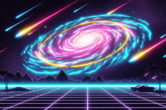 Neon Galaxy Retro Background