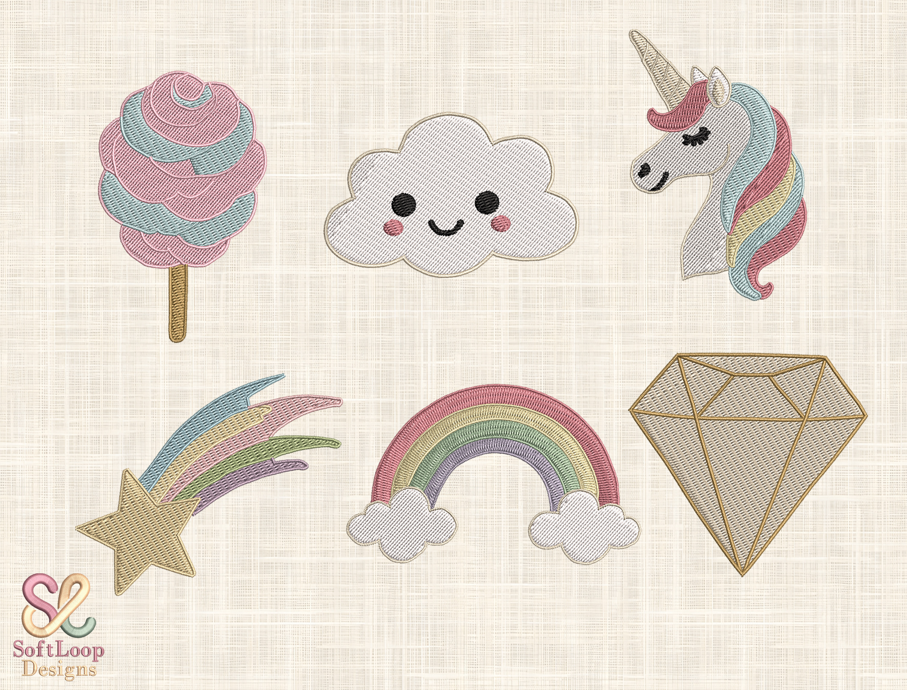 Pastel Fantasy Embroidery Design Set