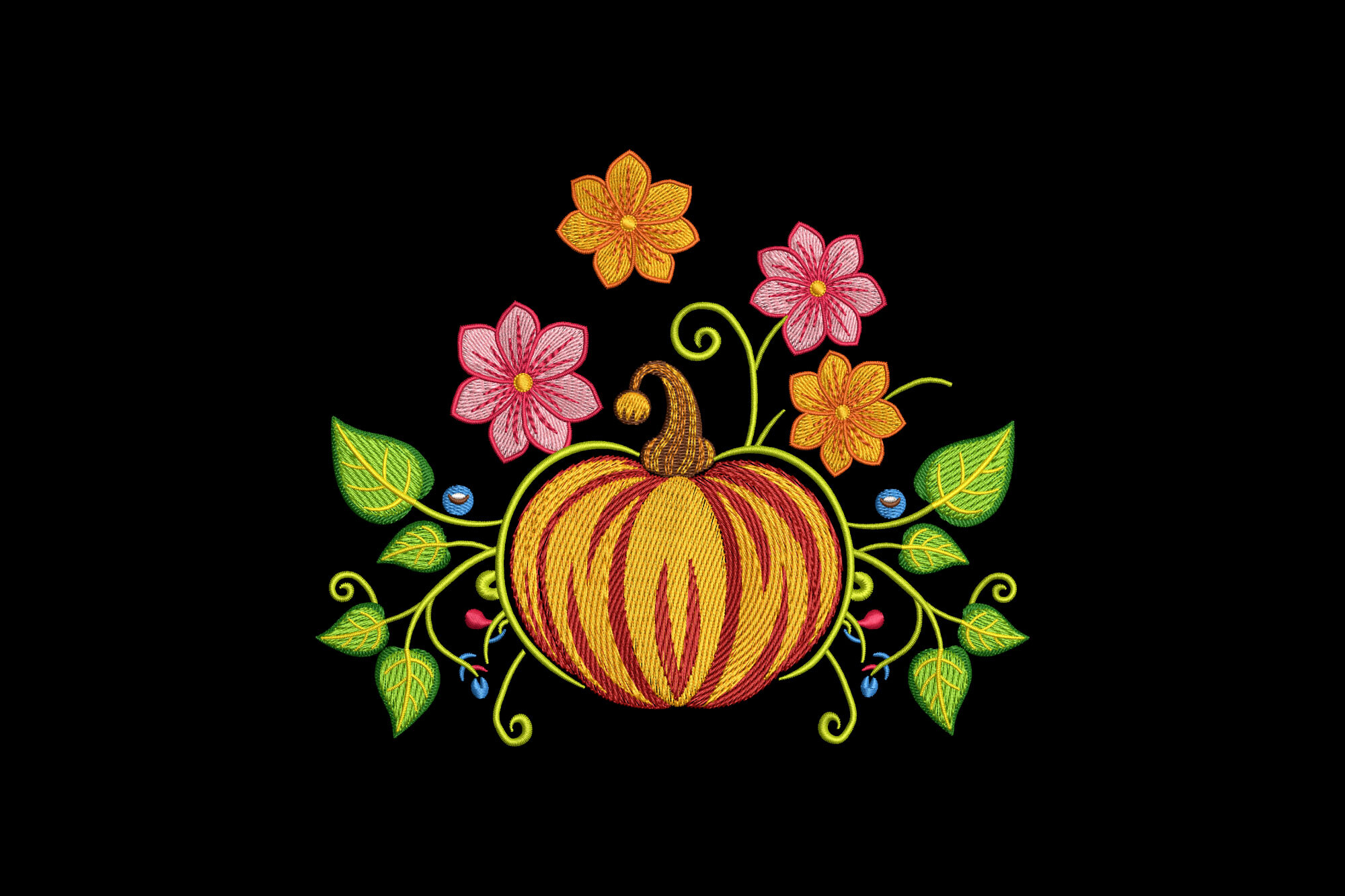 Pumpkin with Flowers