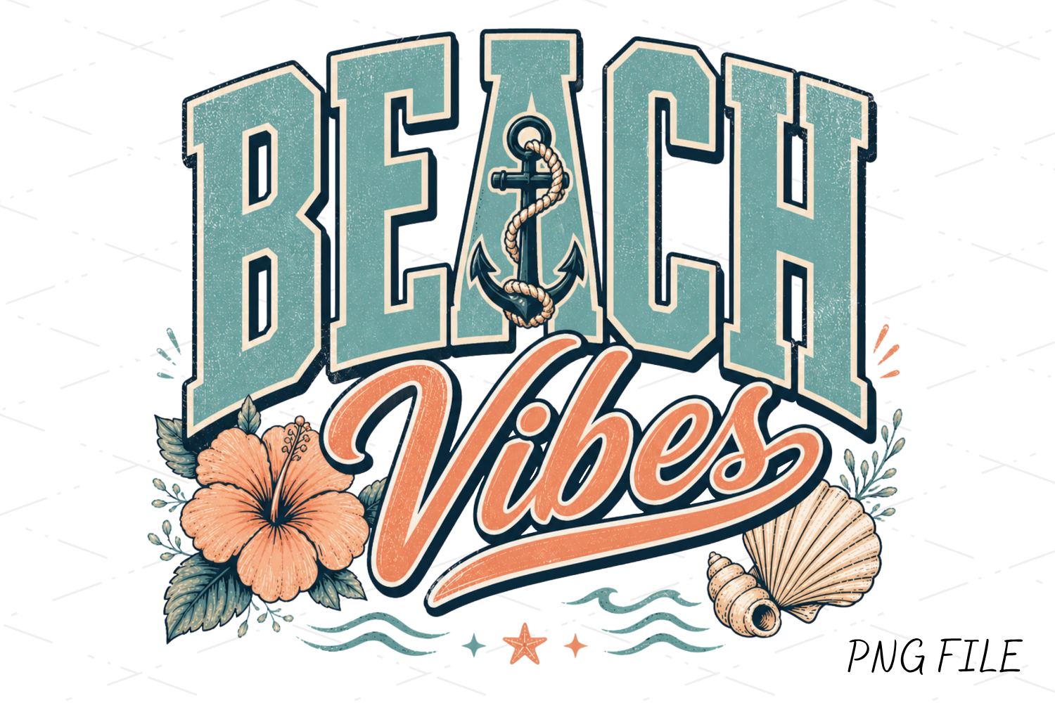 Retro Beach Vibes Vacation PNG Graphic by Design Art · Creative Fabrica