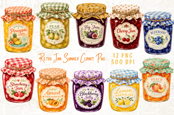 Retro Jam Summer Clipart PNG