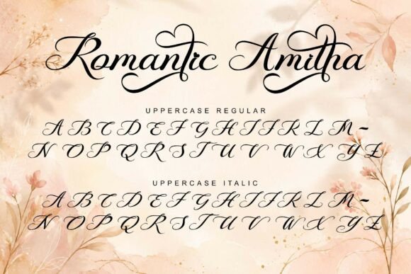 Romantic Amitha Font PNG with transparent background - Preview 6