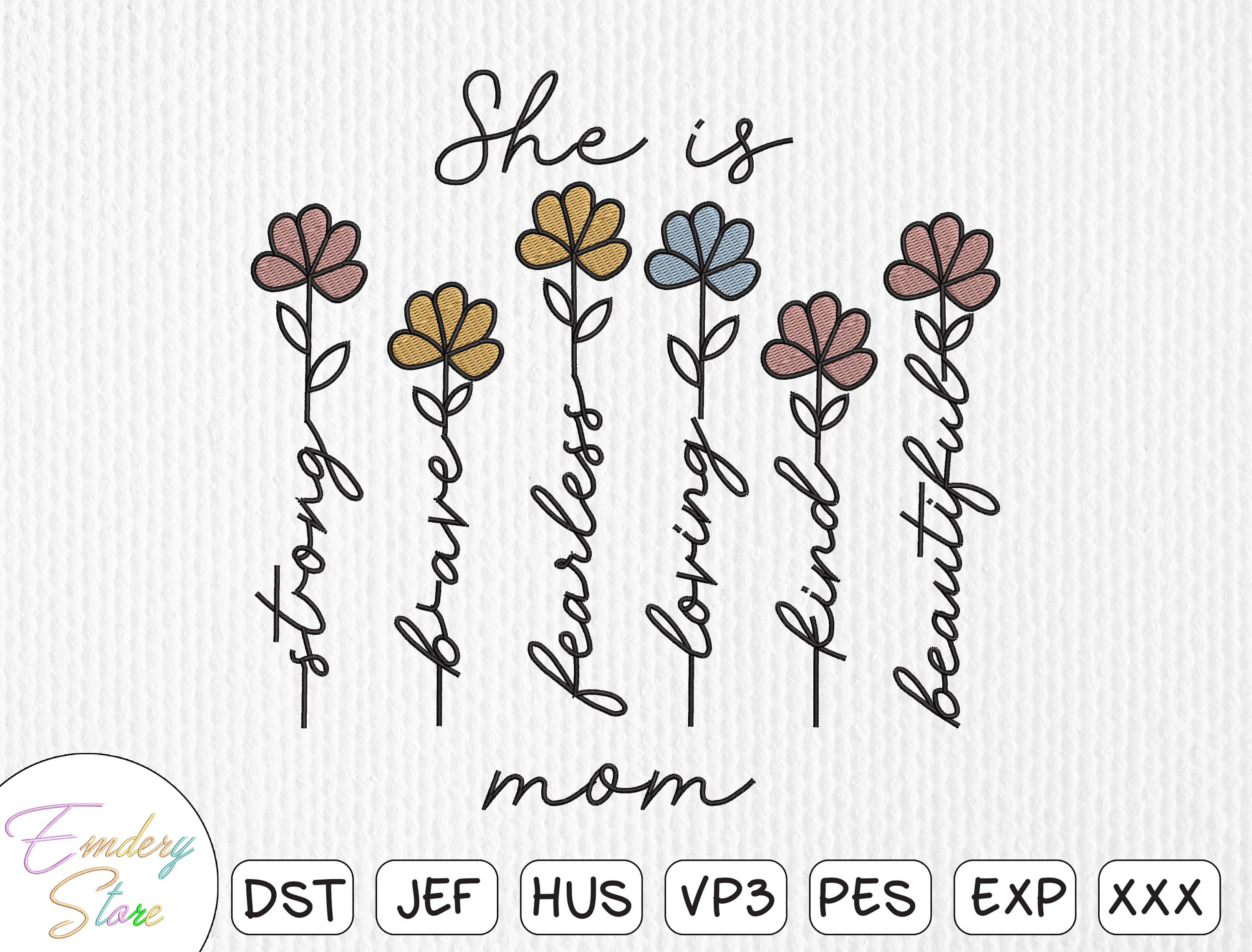 She is Mom Embroidery Design