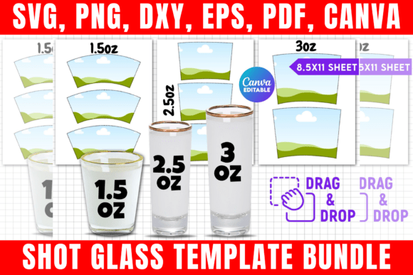 Shot Glass Canva Template Bundle Graphic Print Templates By freshzone228