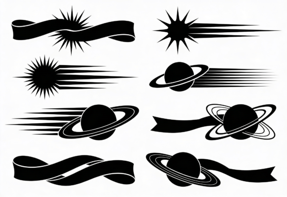 Space Planet Sun Star Ribbon Vector