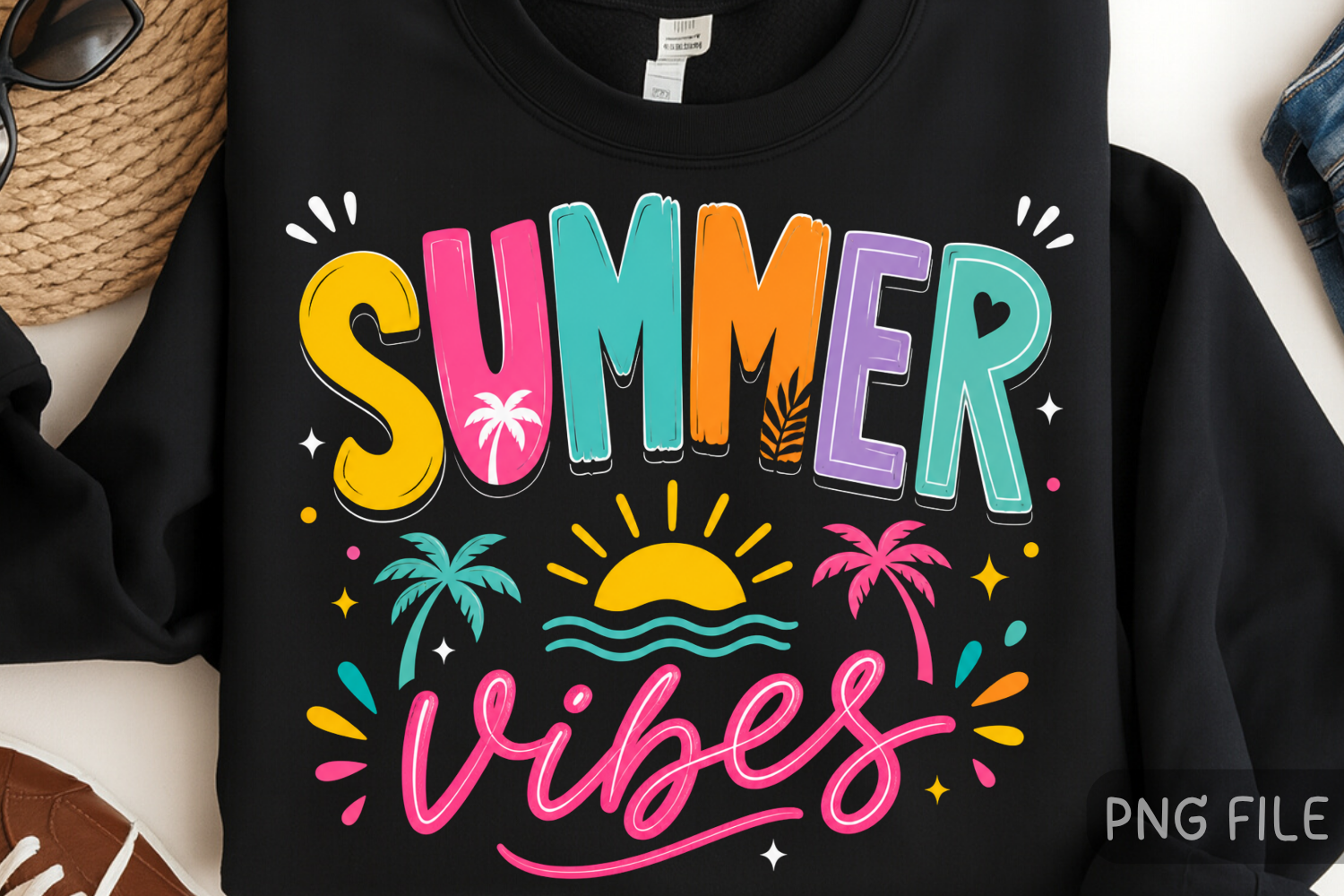 Summer Vibes Retro Beach Design Graphic by Design Art · Creative Fabrica
