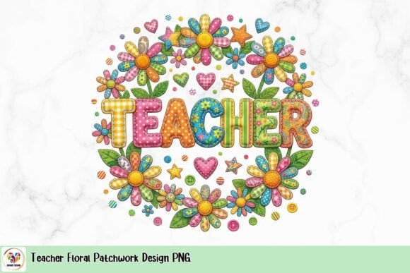 Teacher Floral Patchwork Design PNG Graphic T-shirt Designs By DigiArtDesign