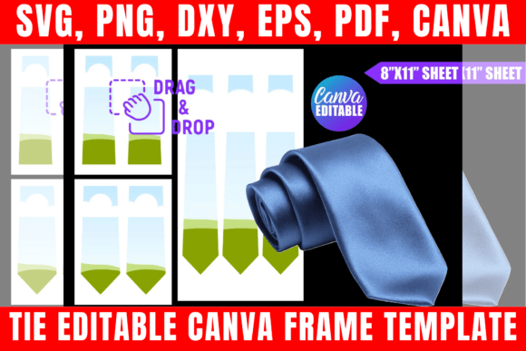 Tie Editable Canva Frame Template Gráfico Modelos de Impressão Por freshzone228