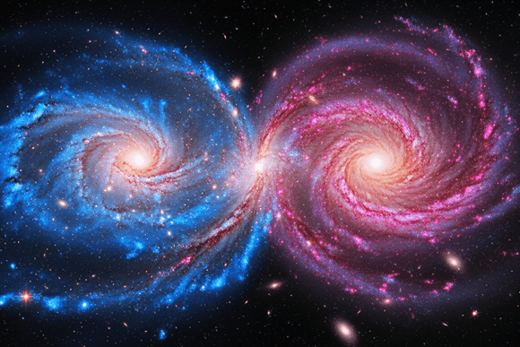Twin Spiral Galaxies Cosmic Nebula