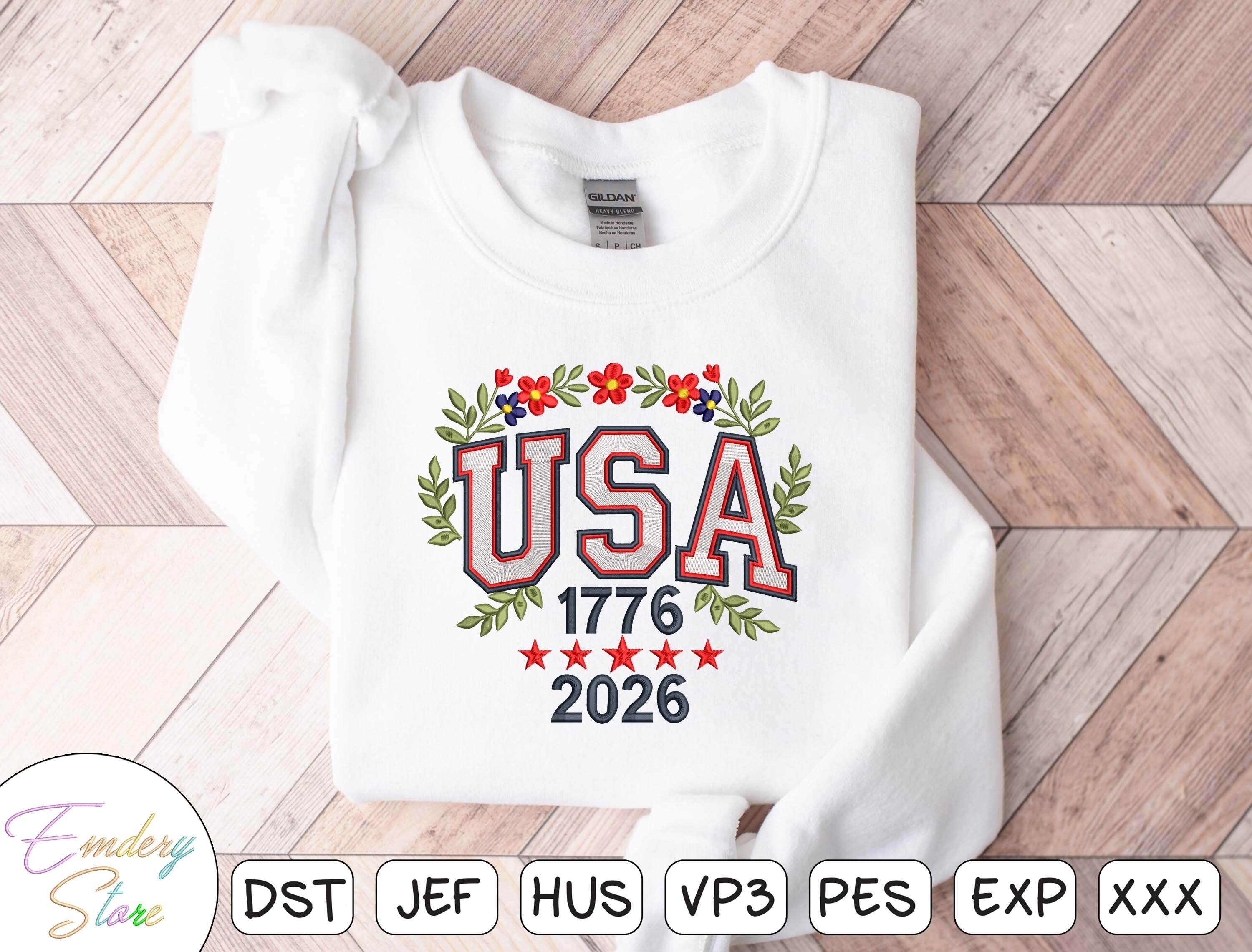 USA 1776 2026 Embroidery Design