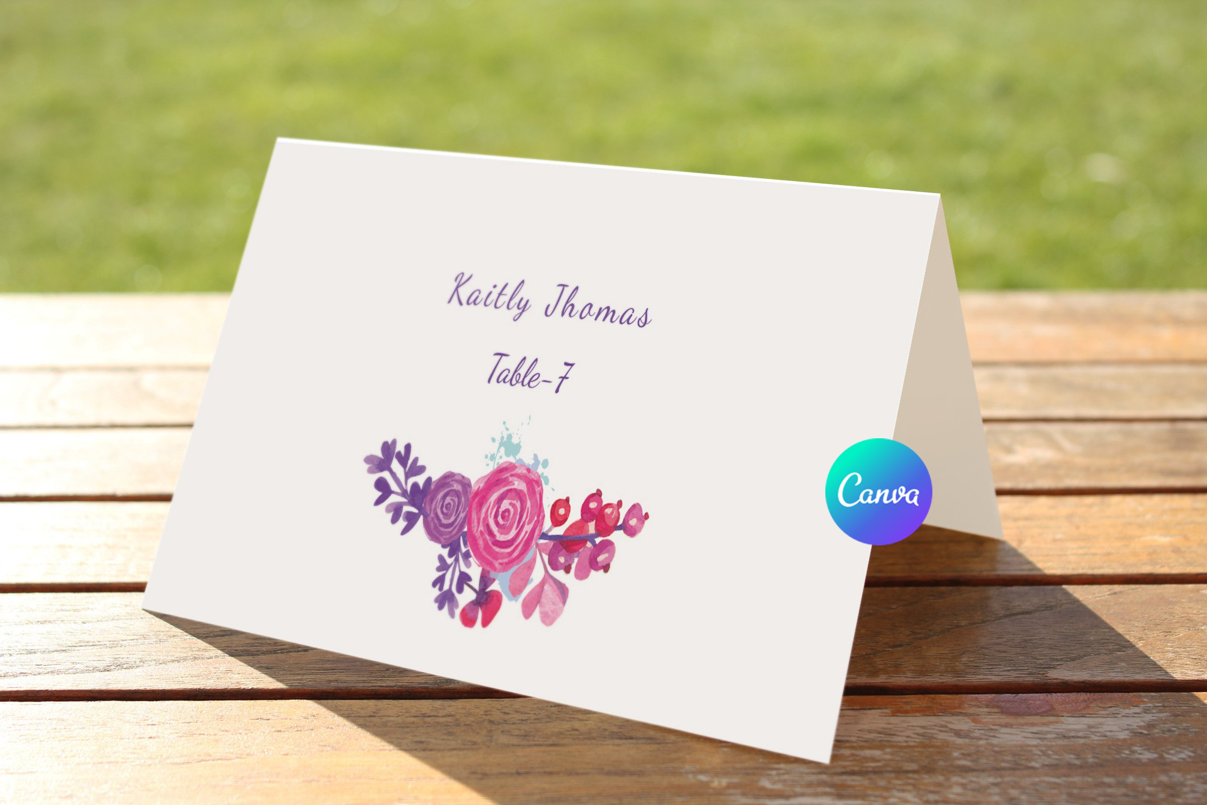 Wedding Floral Place Card Template