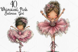 Whimsical Pink Ballerina Girl Clipart Graphic by Lazy Panda · Creative ...