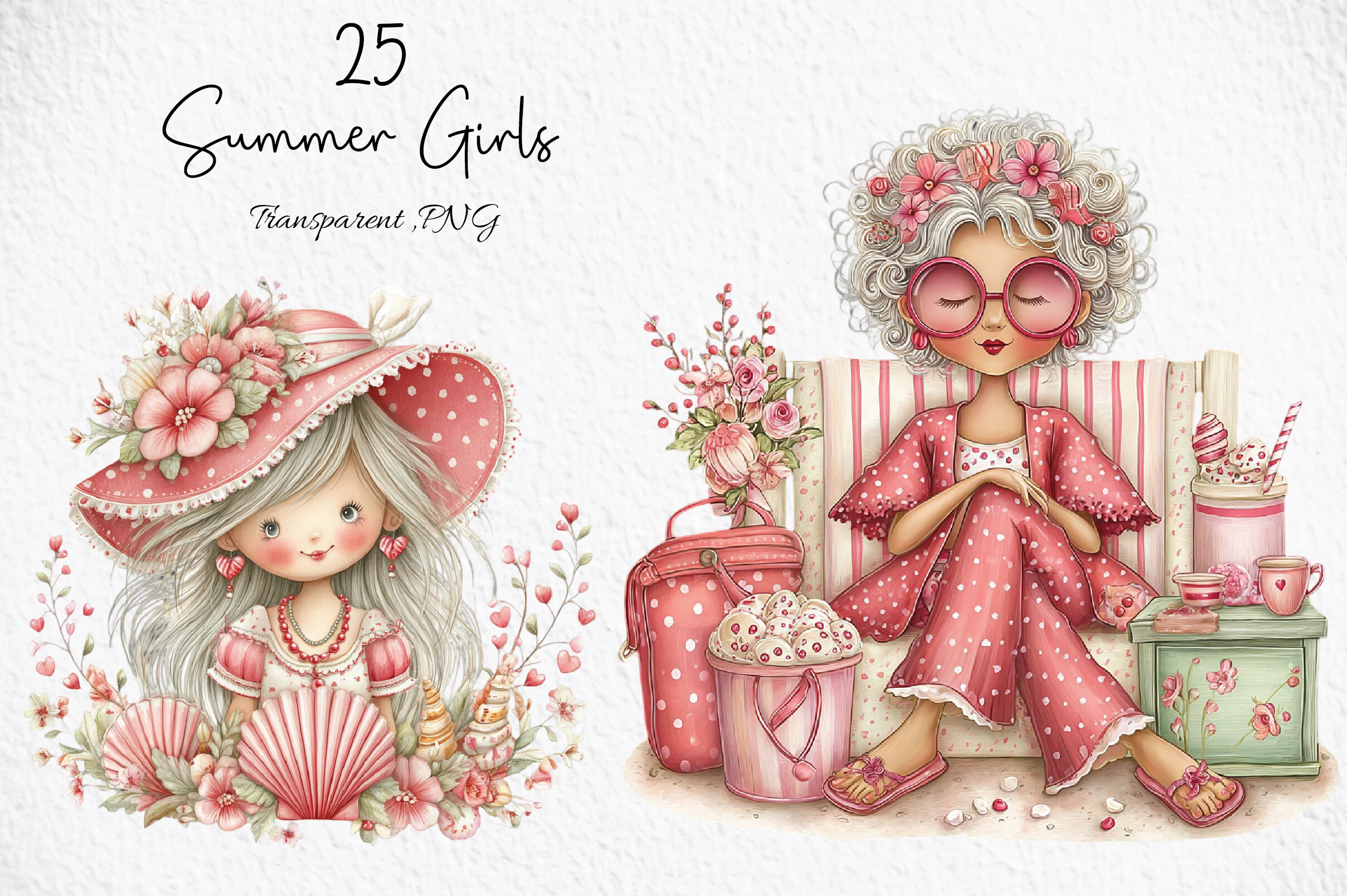Whimsical Summer Girls Clipart PNG Graphic by Craft Art · Creative Fabrica