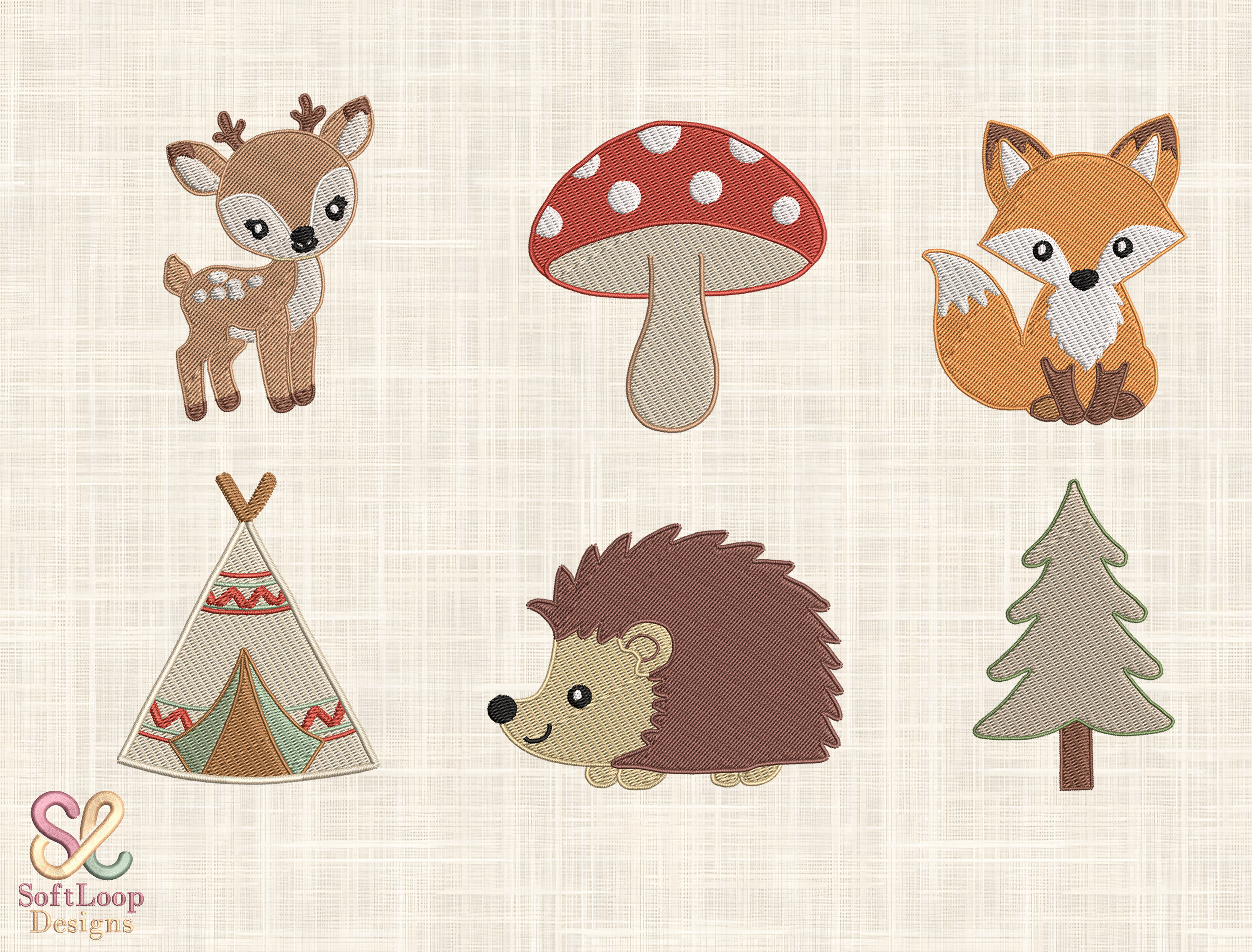Woodland Animals Embroidery Design Set