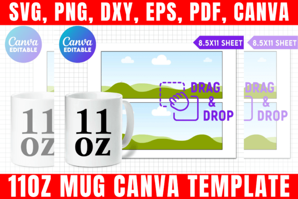 11oz Mug Template Mug Svg Full Wrap Graphics