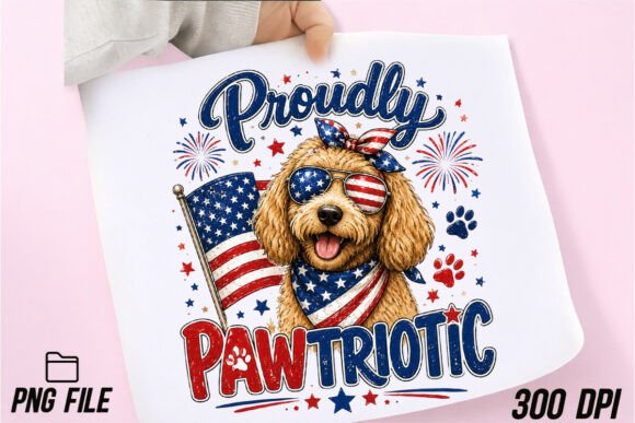 4th of july golden doodle dog svg patriotic tumbler design