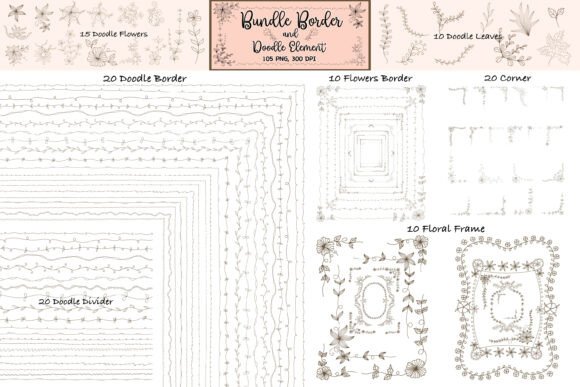 A Bundle Border and Decorations, 105 PNG