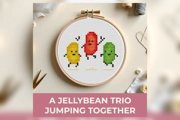 A Jellybean Trio Jumping Together Cross