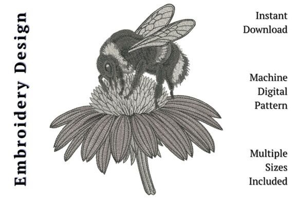 Bee Flower Grayscale