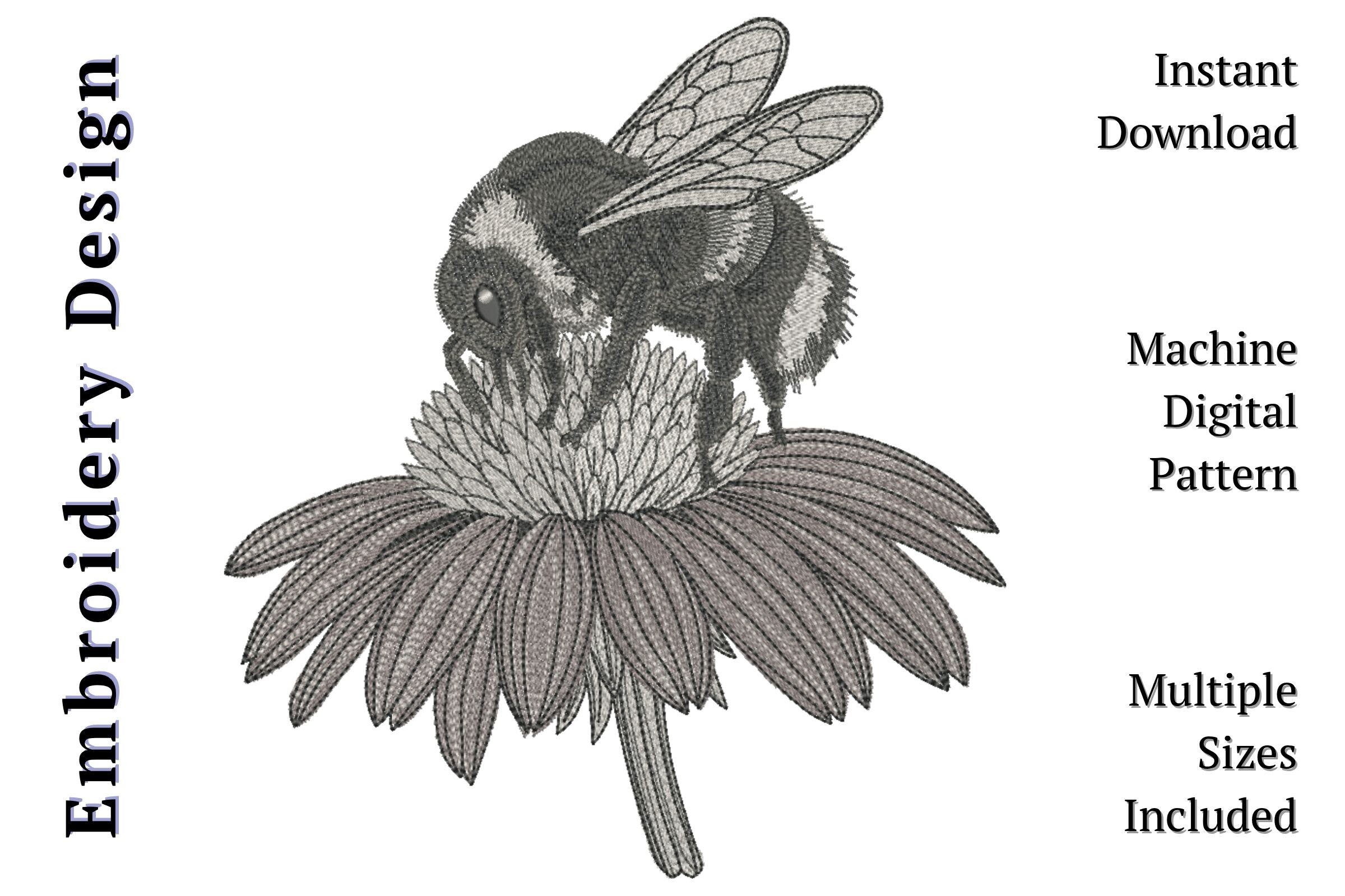 Bee Flower Grayscale