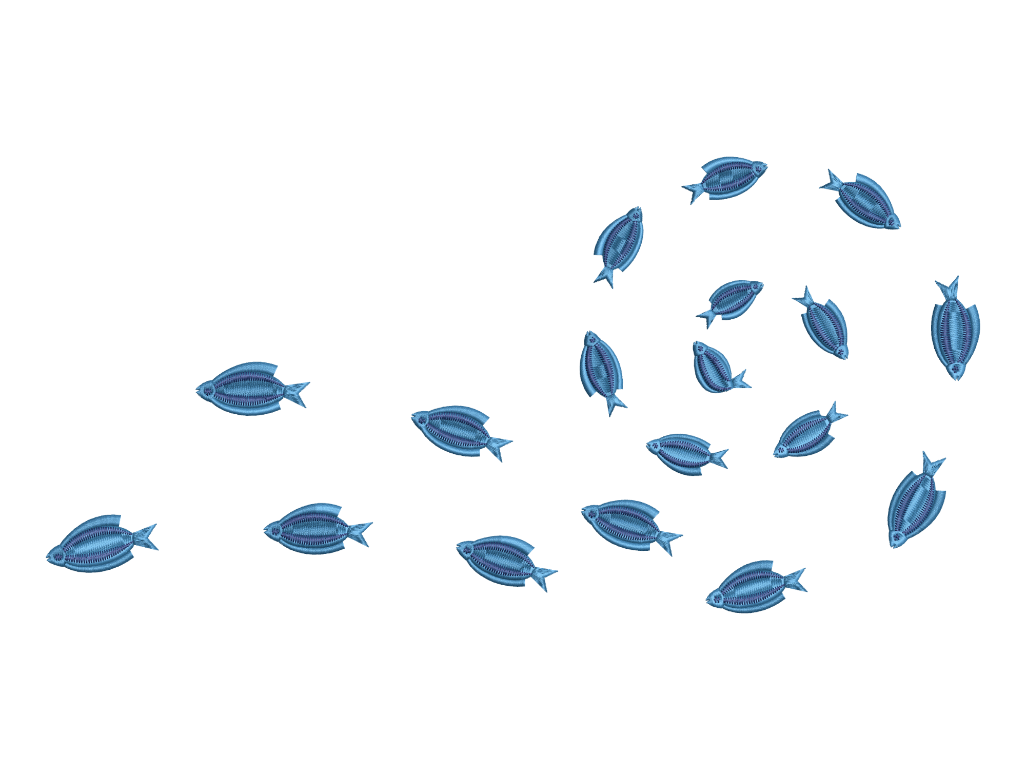 Blue School Fish Embroidery
