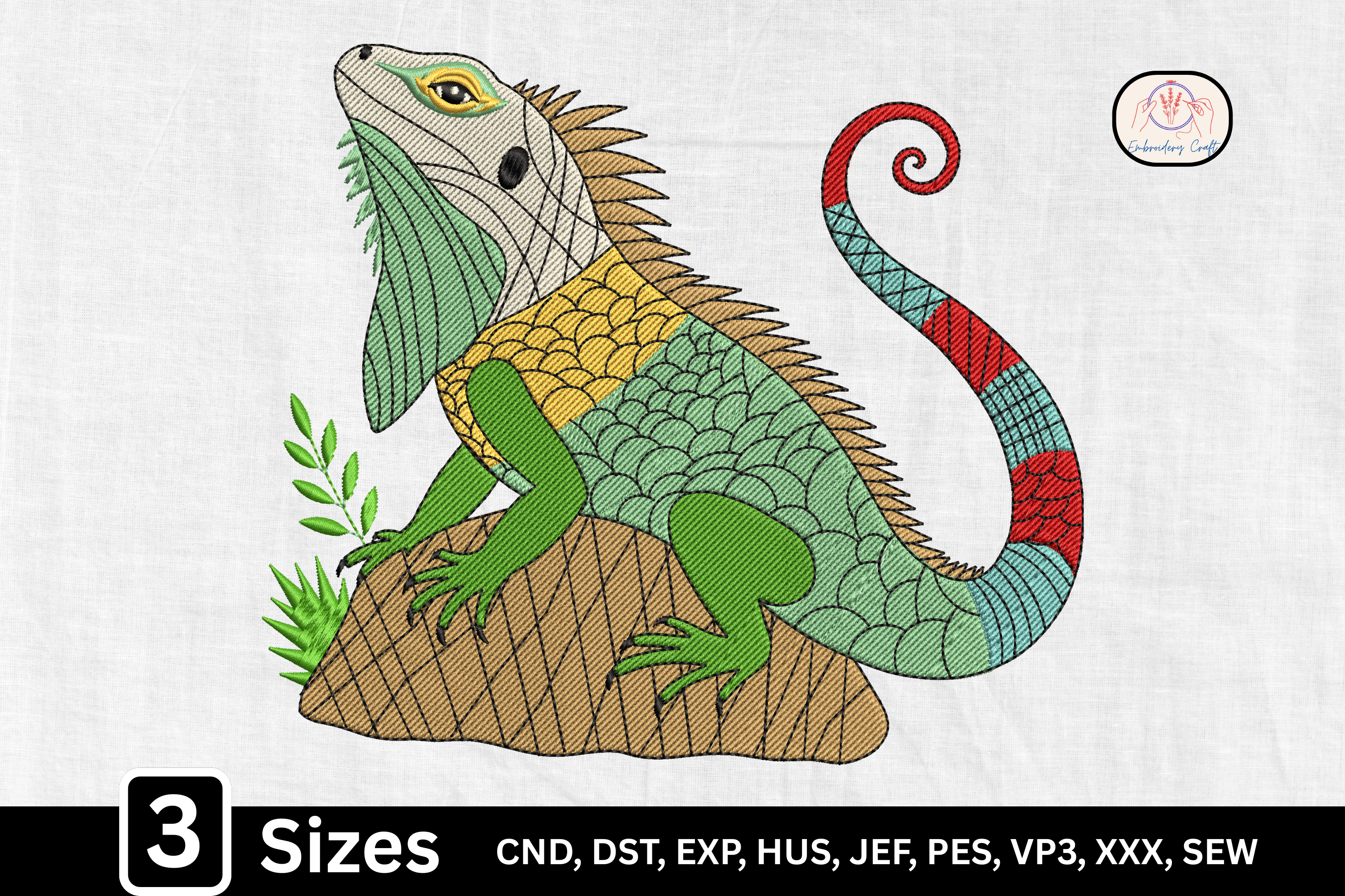 Boho Tropical Art Iguana