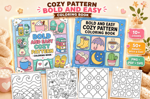 Bold Easy Pattern Coloring Book Pages