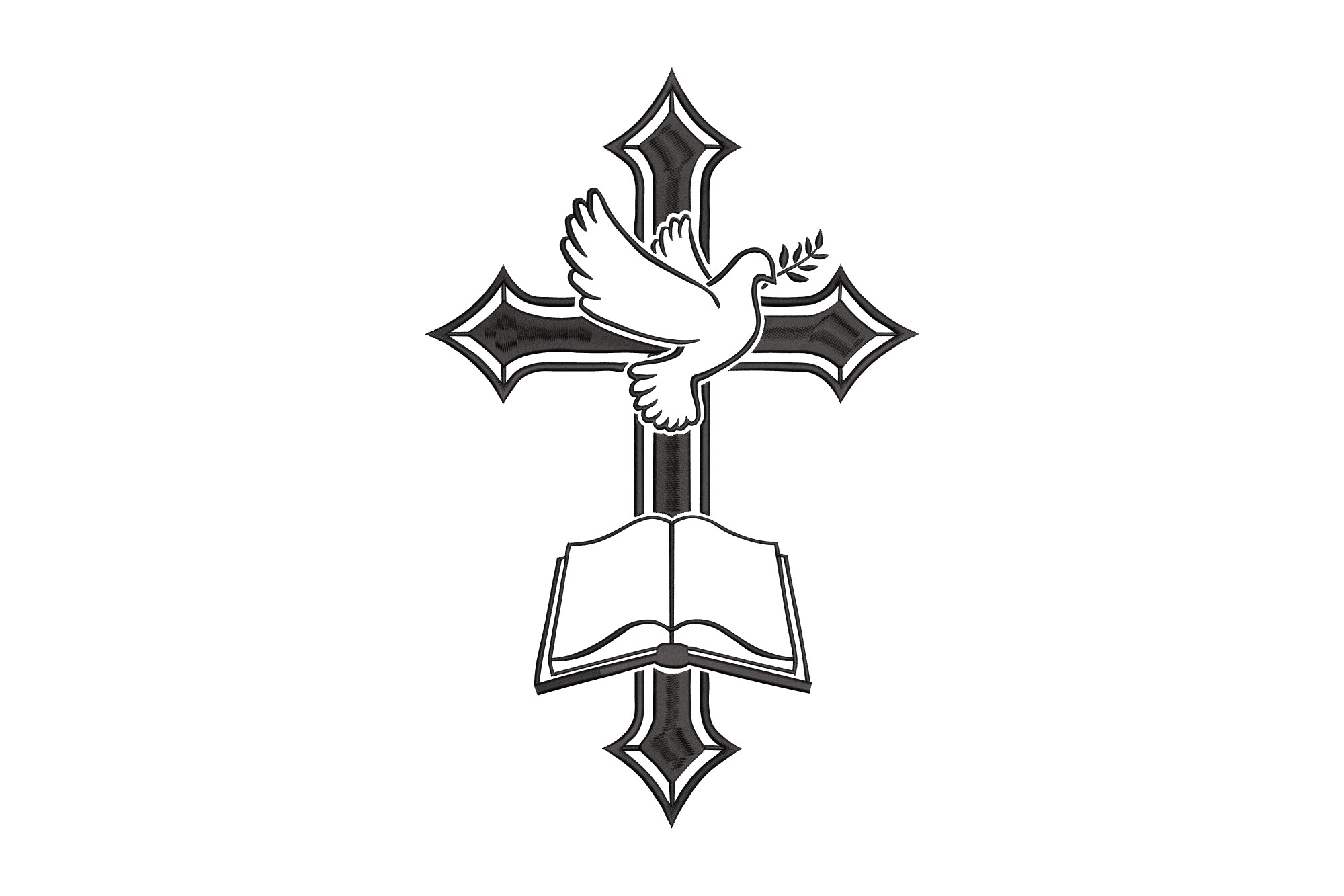 Christian Cross with Dove and Bible