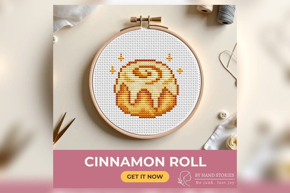 Cinnamon Roll Cross Stitch Pattern PDF