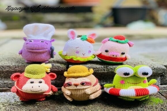 Crochet Patterns : Mini Animals Series 1 Graphic Crochet Patterns By Tippayashop