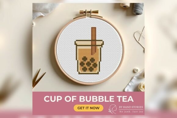 Cup of Bubble Tea Cross Stitch Pattern P