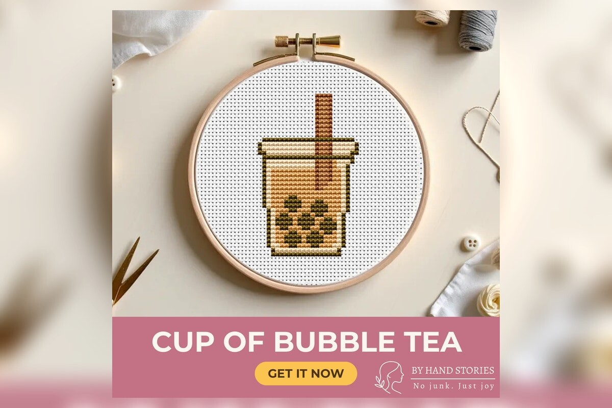 Cup of Bubble Tea Cross Stitch Pattern P