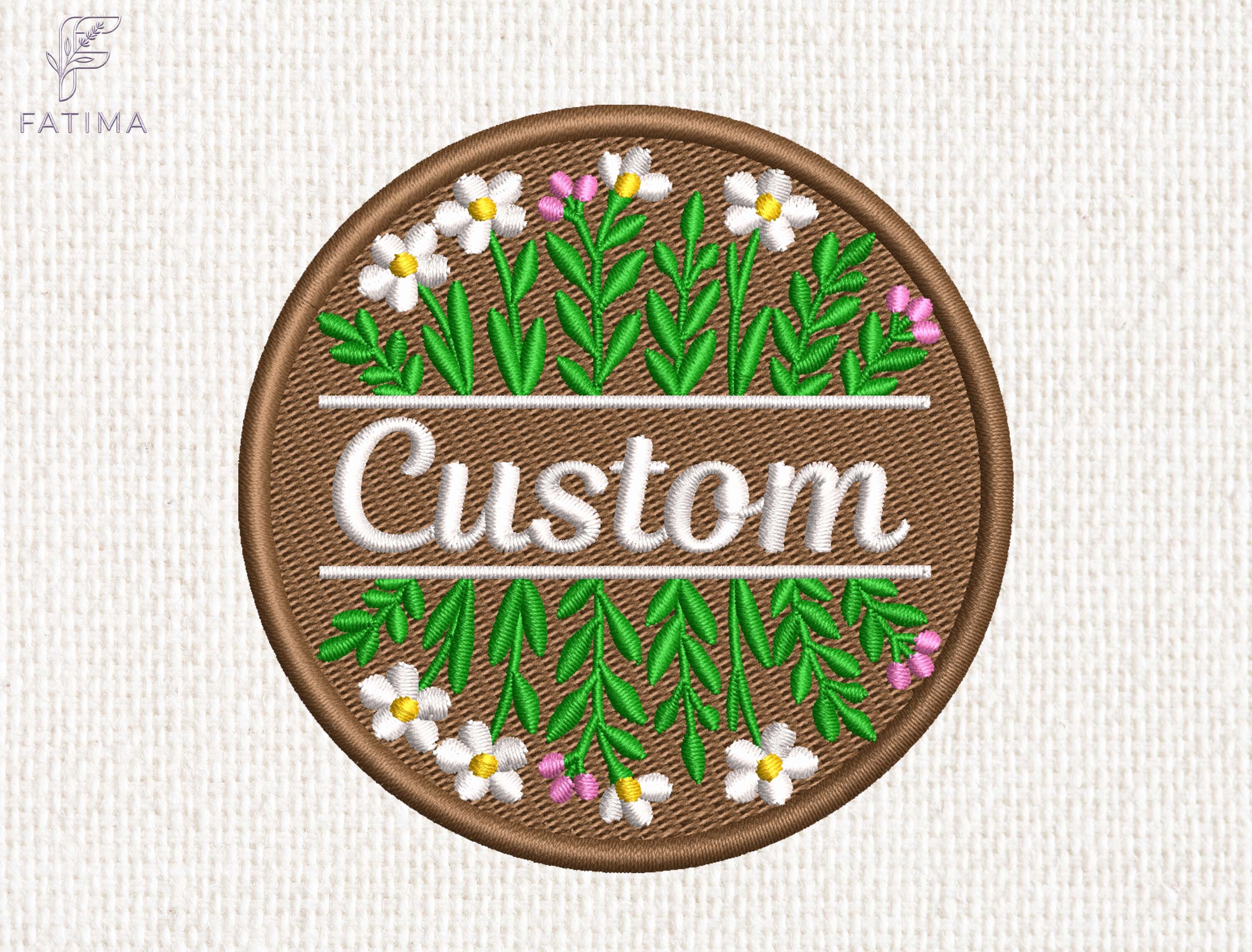 Custom Floral Name Patch Embroidery