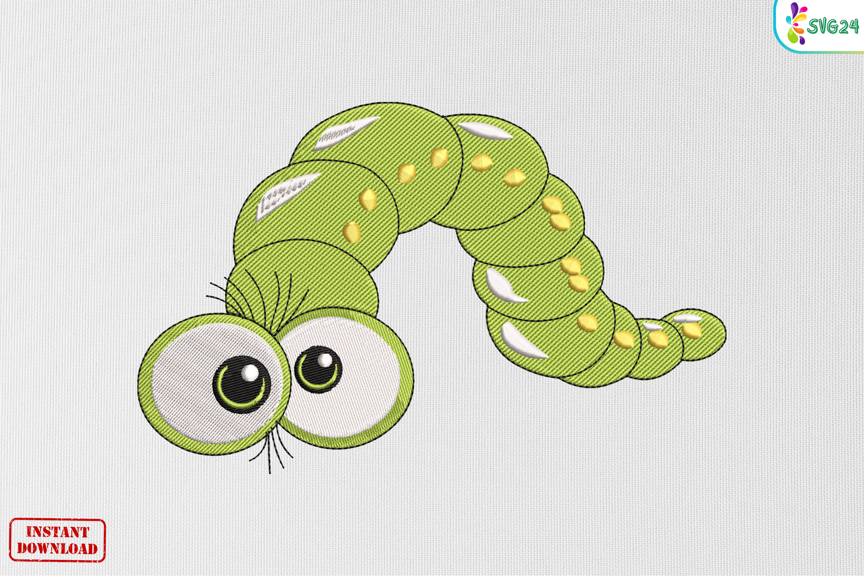 Cute Big Eyes Green Caterpillar