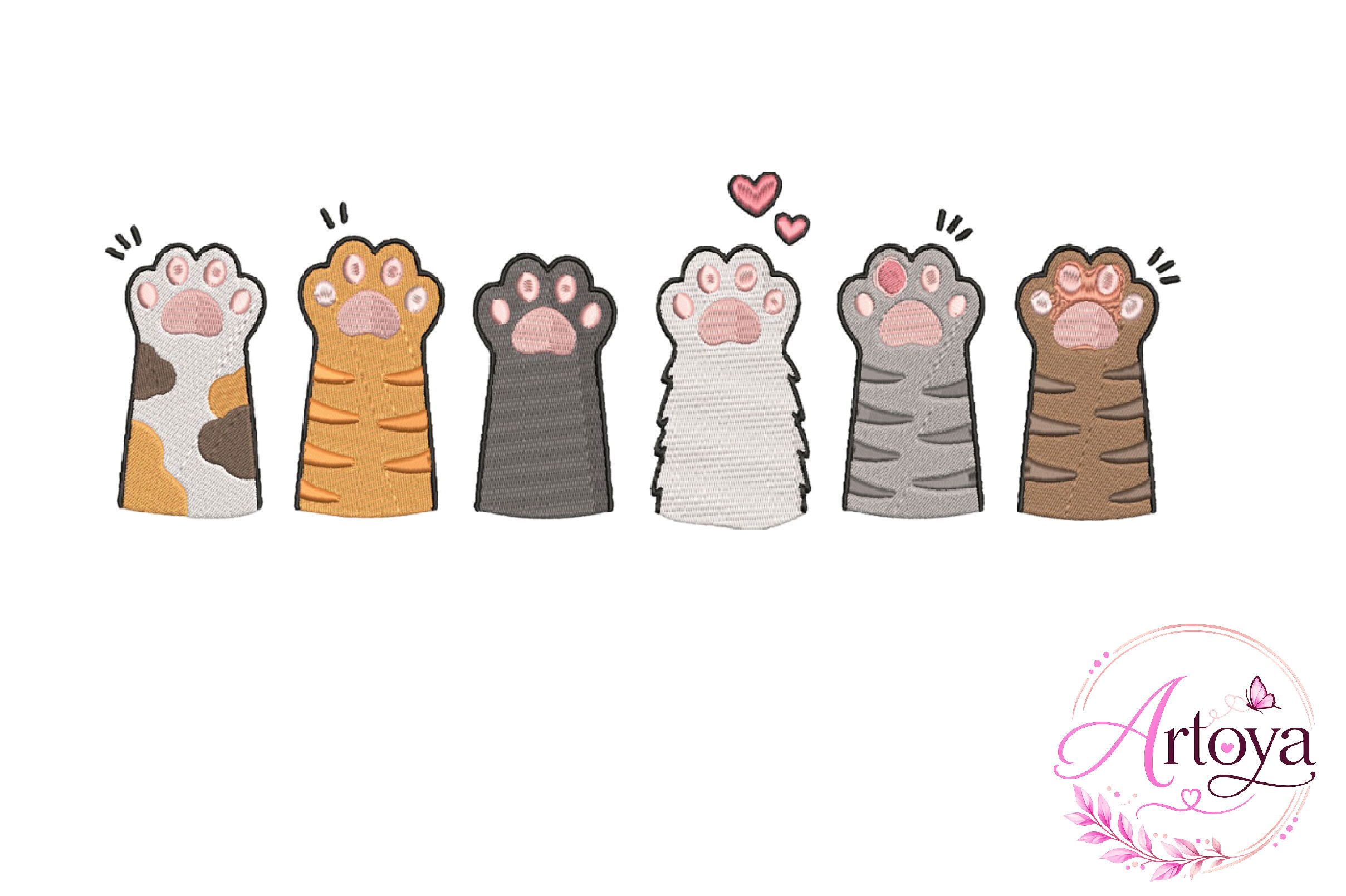 Cute Cat Paw Embroidery Design
