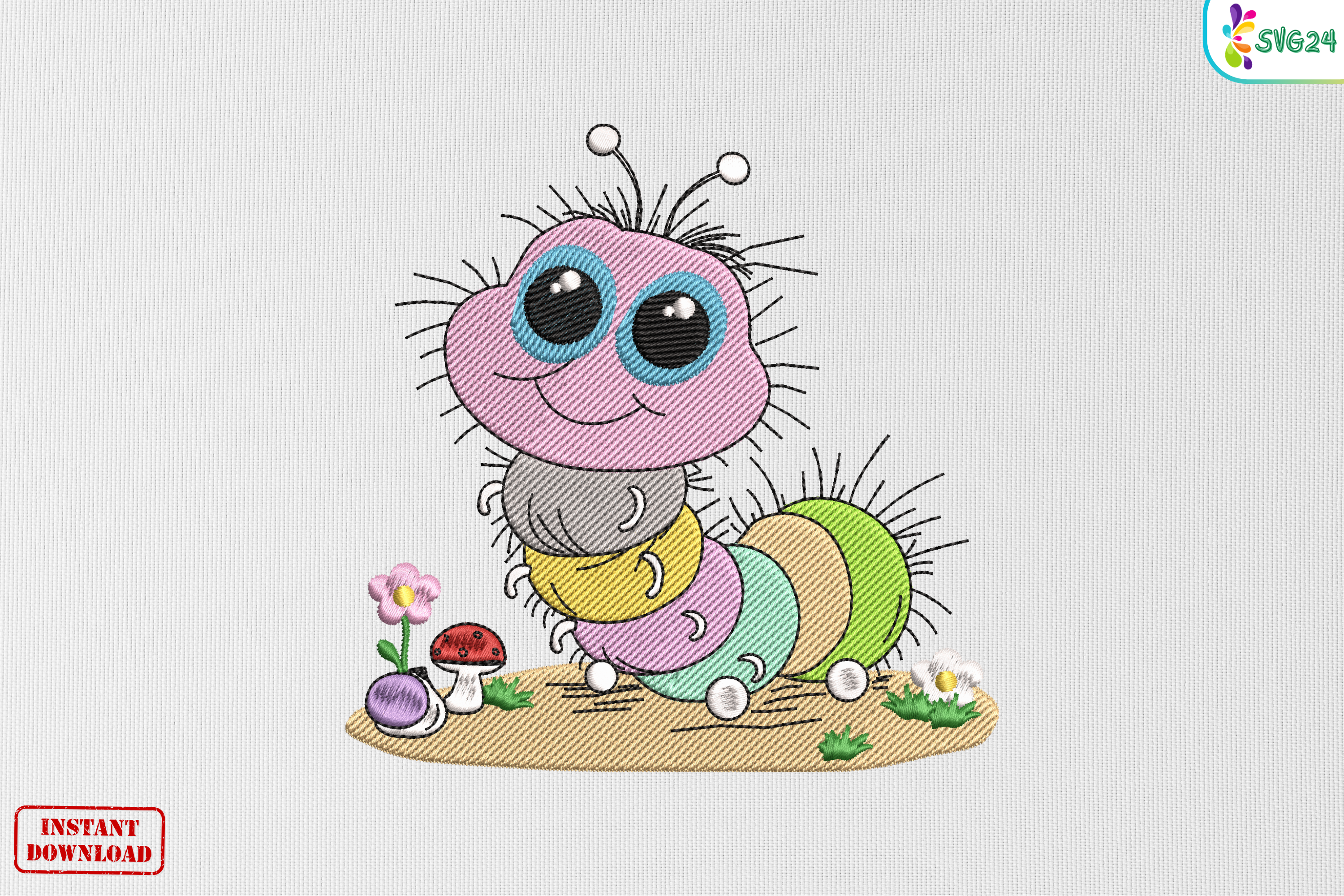 Cute Fuzzy Rainbow Caterpillar