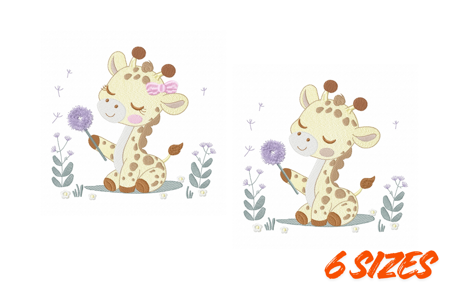 Cute Giraffe Duo Embroidery Design