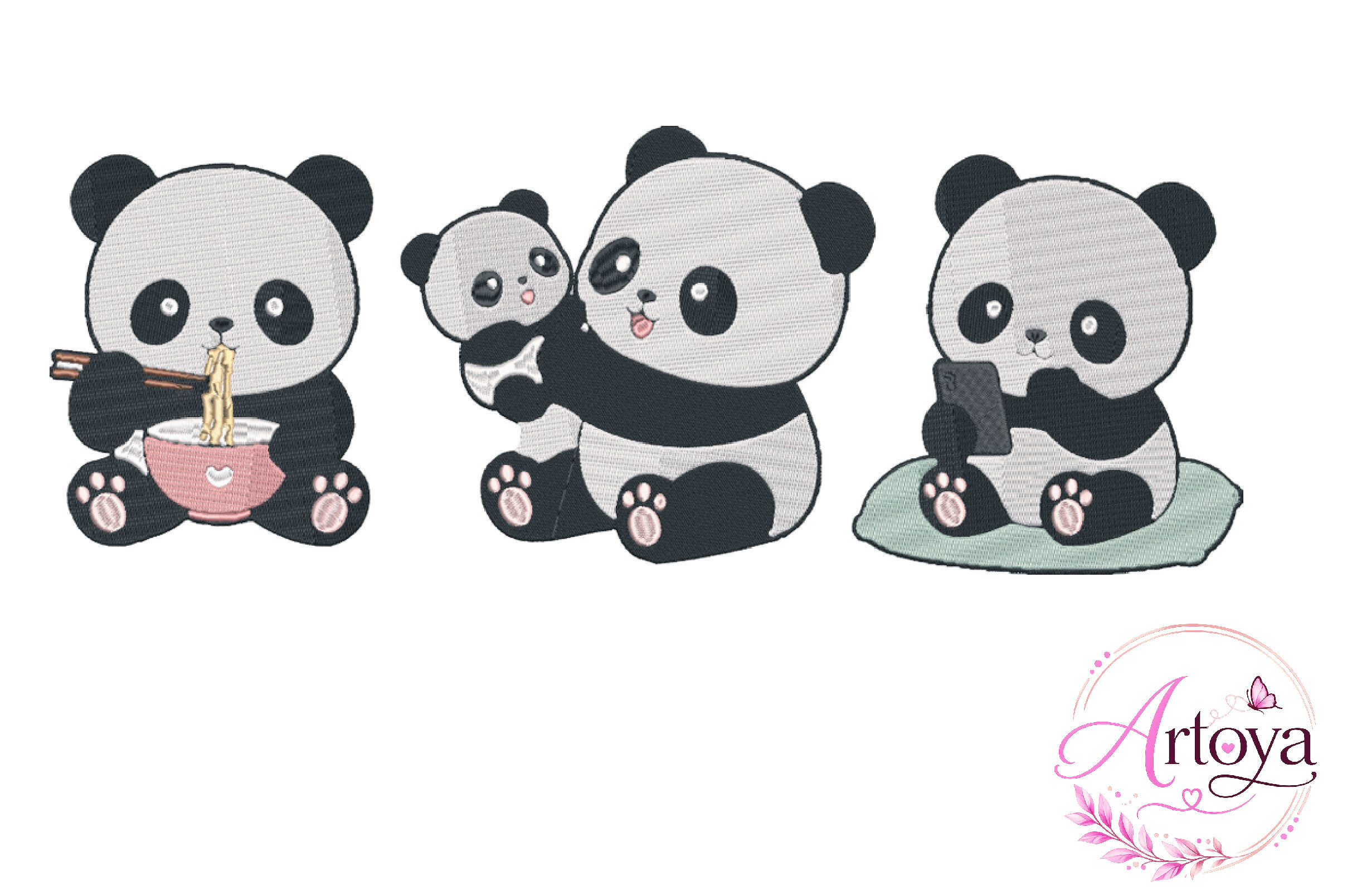 Cute Panda Embroidery Design