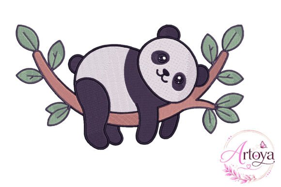 Cute Panda Embroidery Design