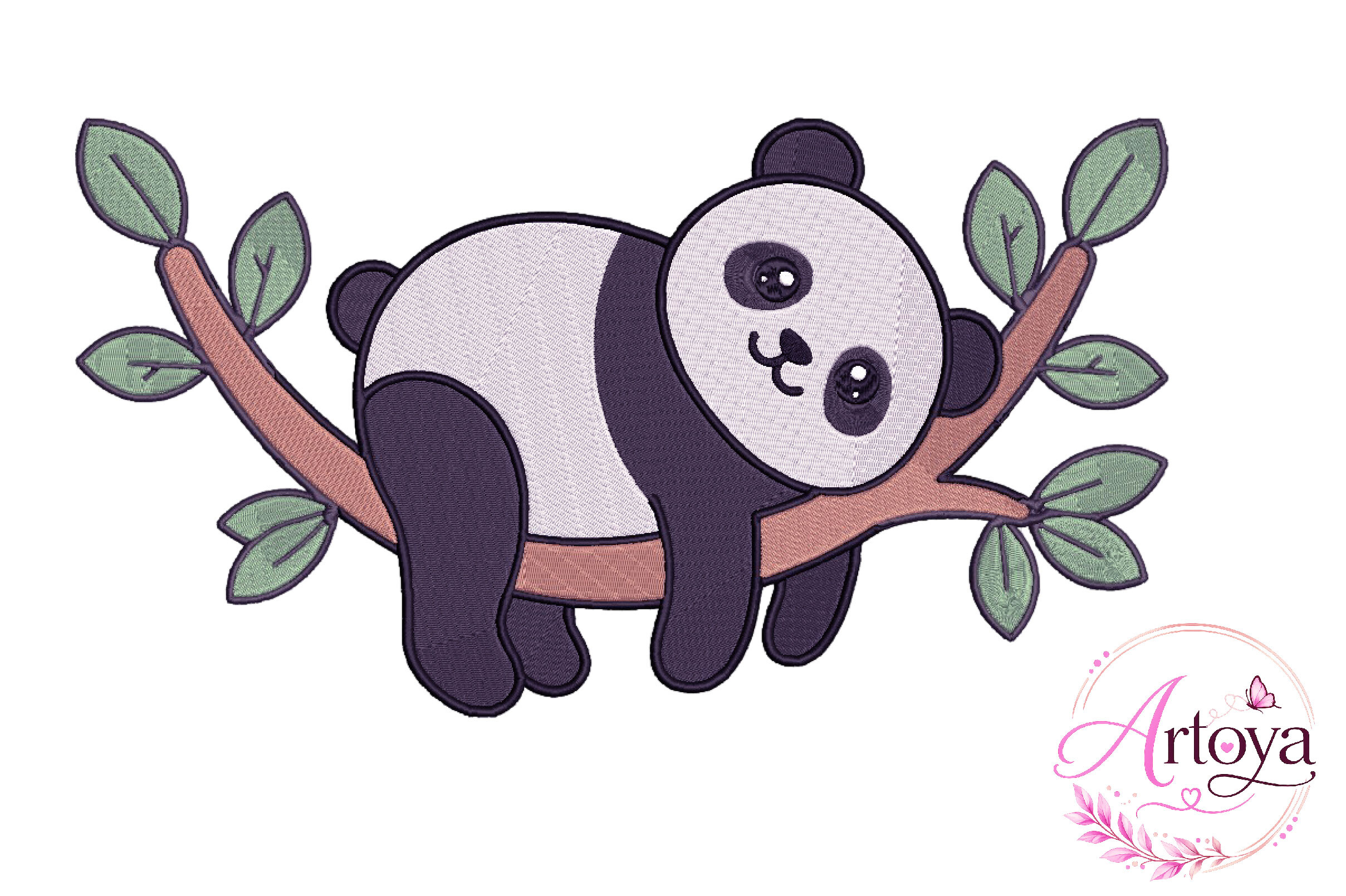 Cute Panda Embroidery Design