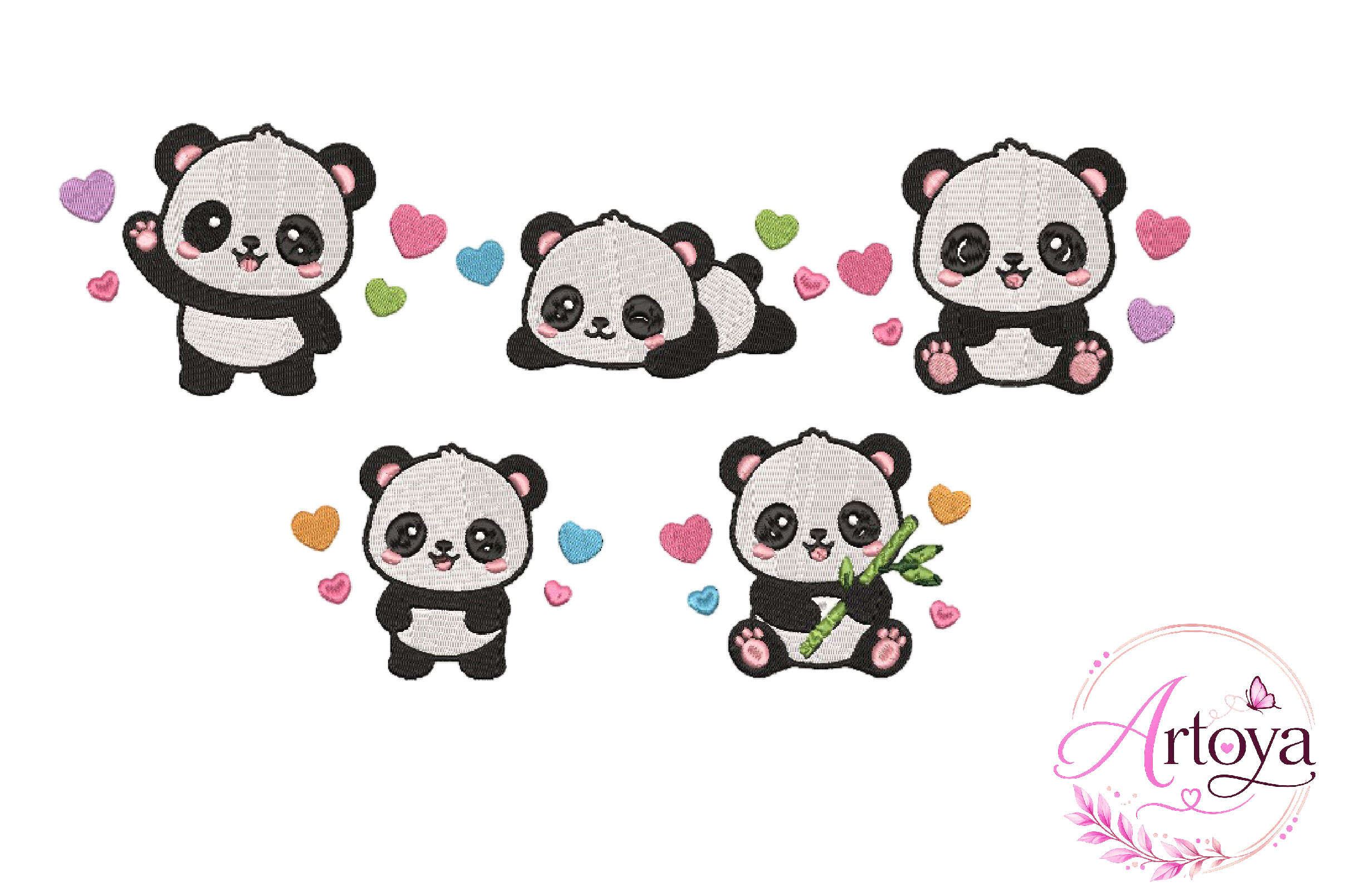 Cute Panda Embroidery Design