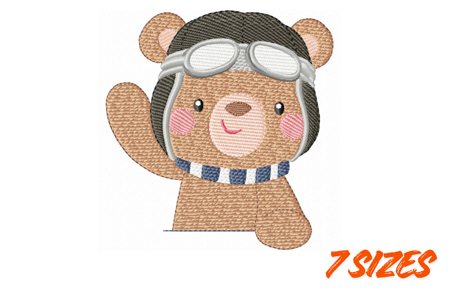 Cute Pilot Bear Embroidery Design Fun