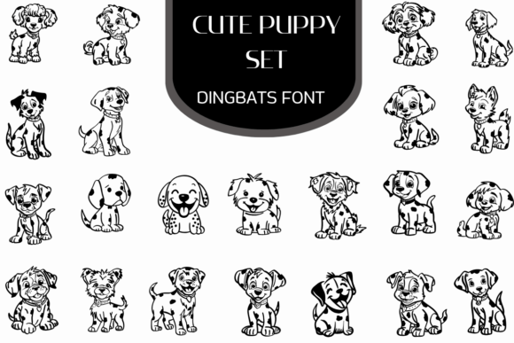 cute puppy set kawaii chibi dog svg cricut kids tees stickers