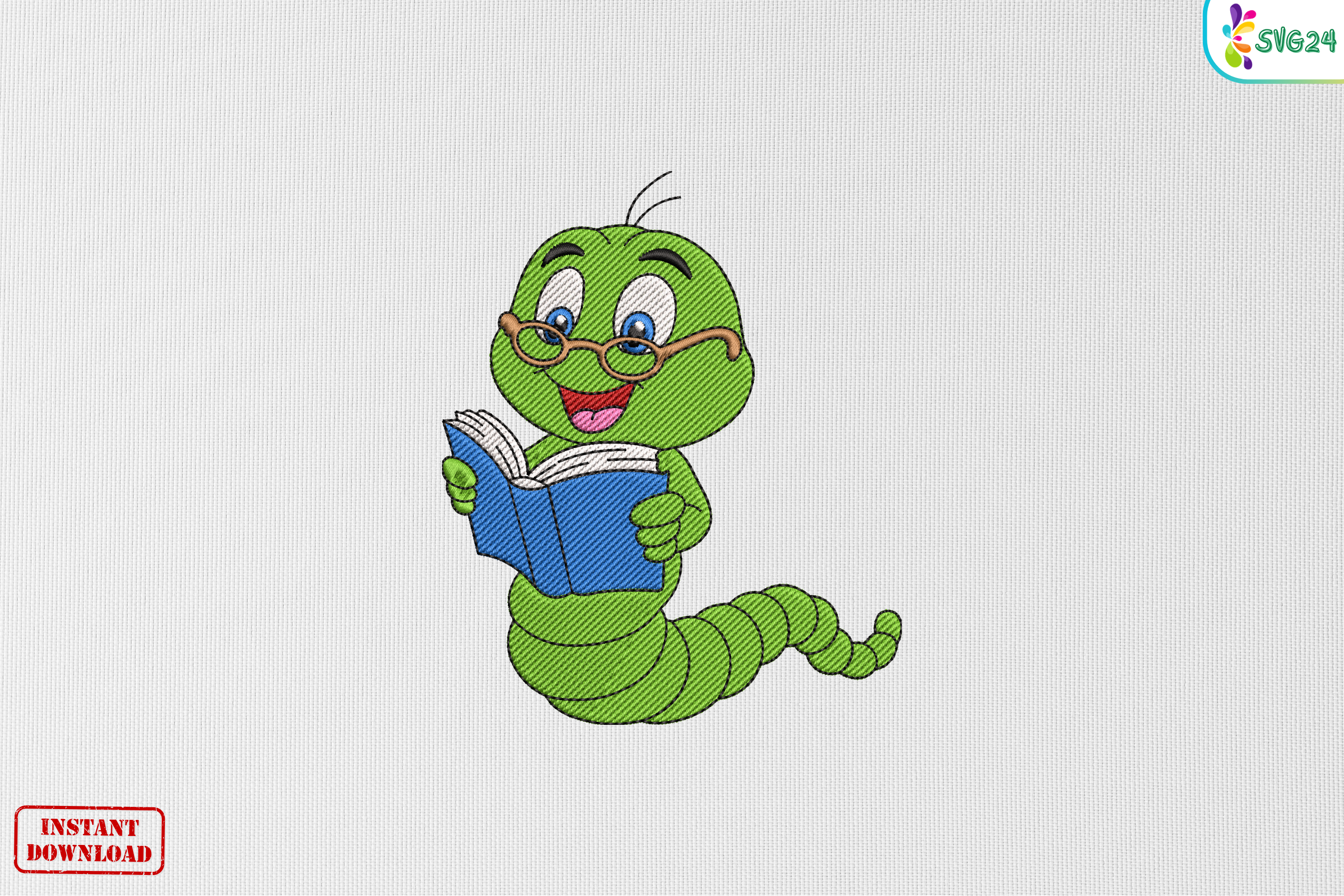 Cute Reading Worm, Caterpillar Reading
