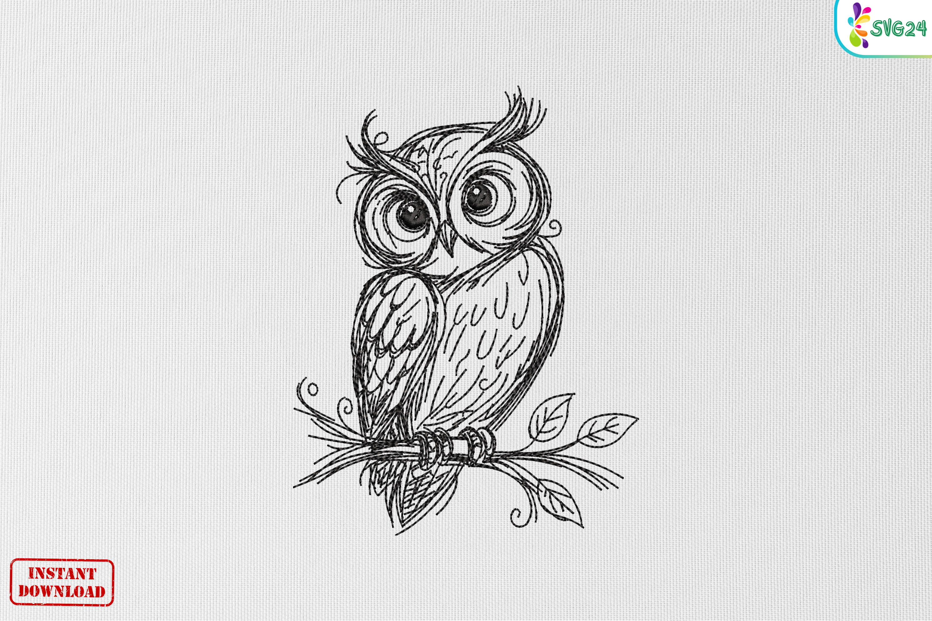 Cute Vintage Owl Sketch Art