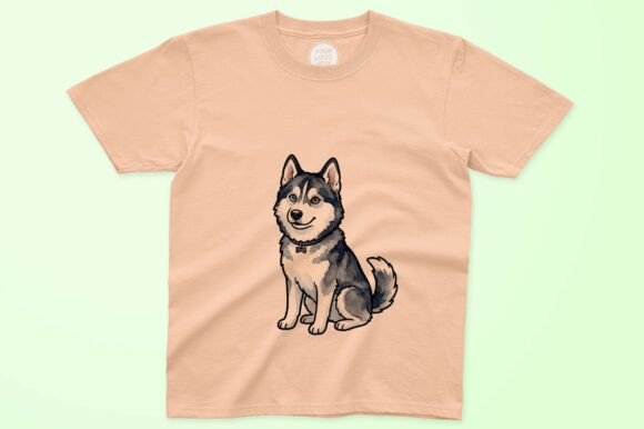Cute husky dog sitting happily PNG for tote bag sublimation and Cricut shirt HTV crafting