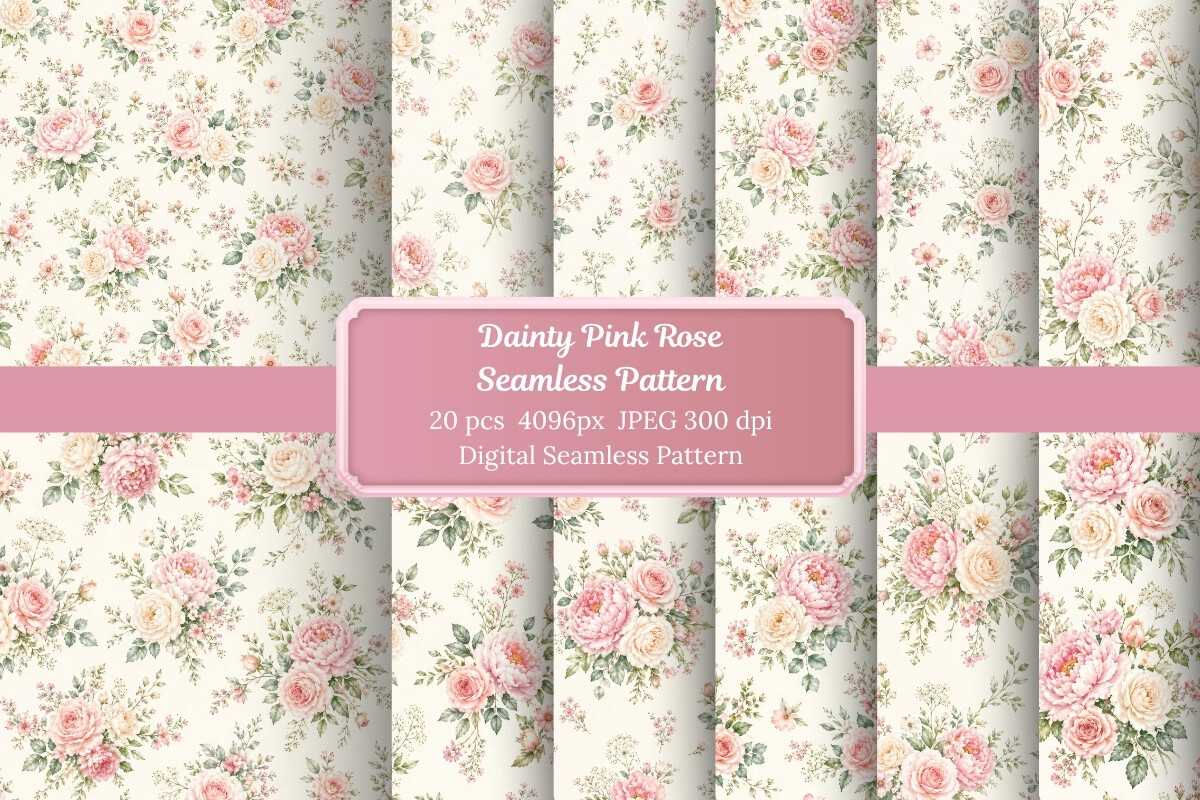 Pink Rose Pattern Material Dainty Pink Rose Seamless Pattern Graphic by vilaiporn.cha · Creative ...
